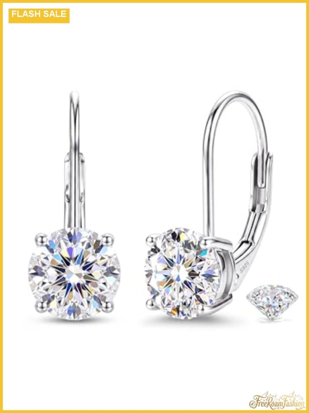 Moissanite Dangle Earrings 925 Sterling Silver Leverback 2CT